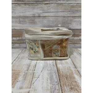 Sarah Michaels Gardenia Travel Train Case Bath Body Gift Set Gold Metallic READ